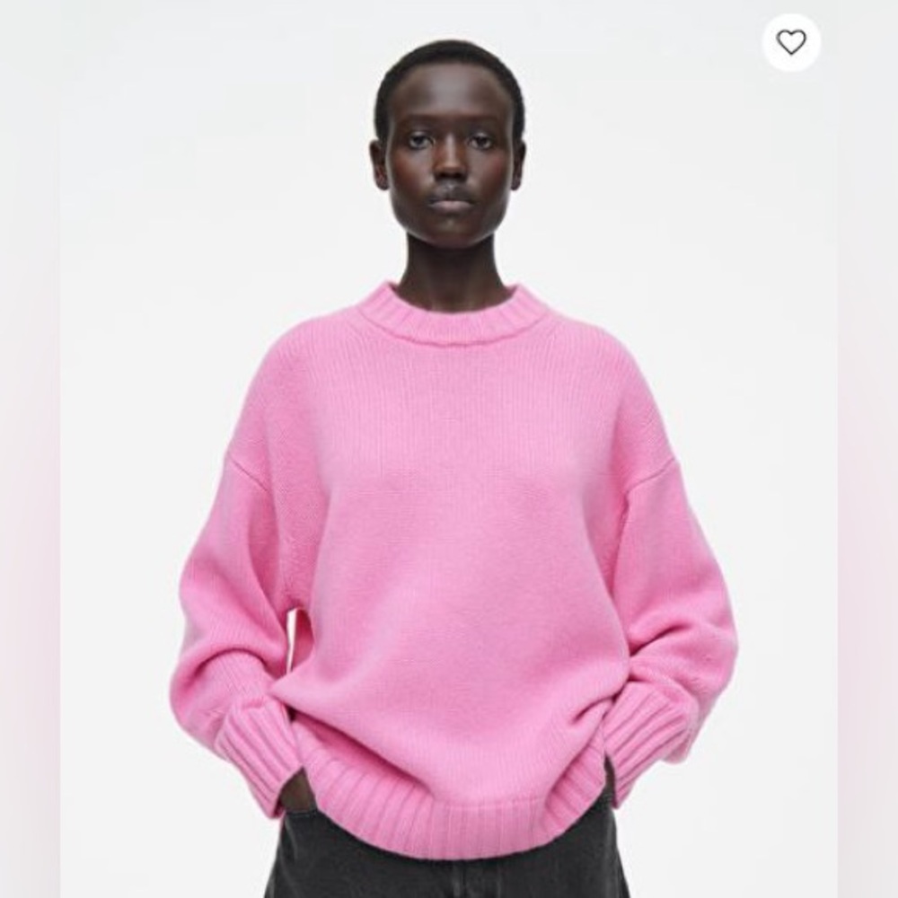 Cos Chunky Pure Cashmere Crew Neck Sweater In Pink - Picture 9 of 9
